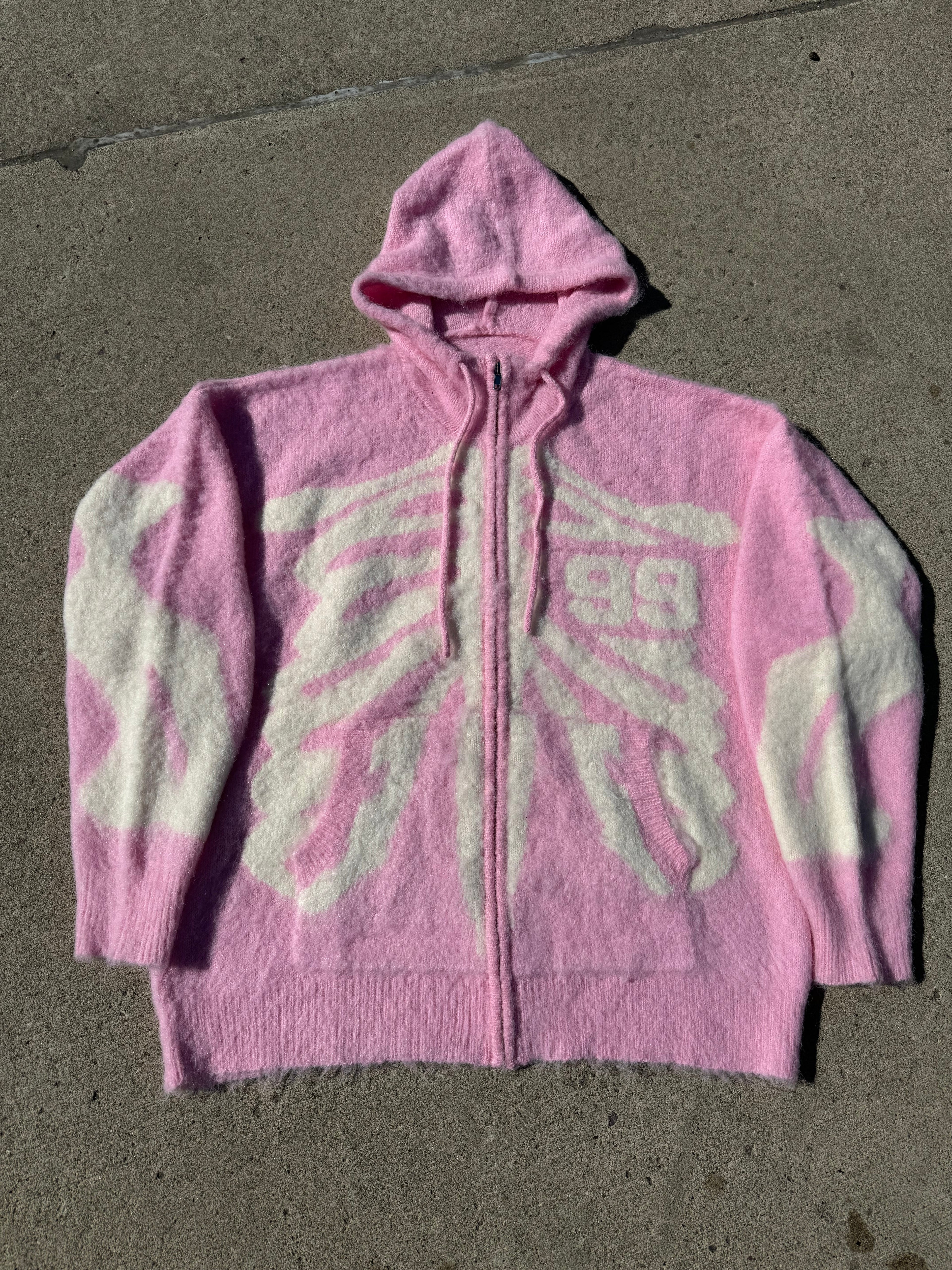 Pink Skeleton Mohair Zip Up