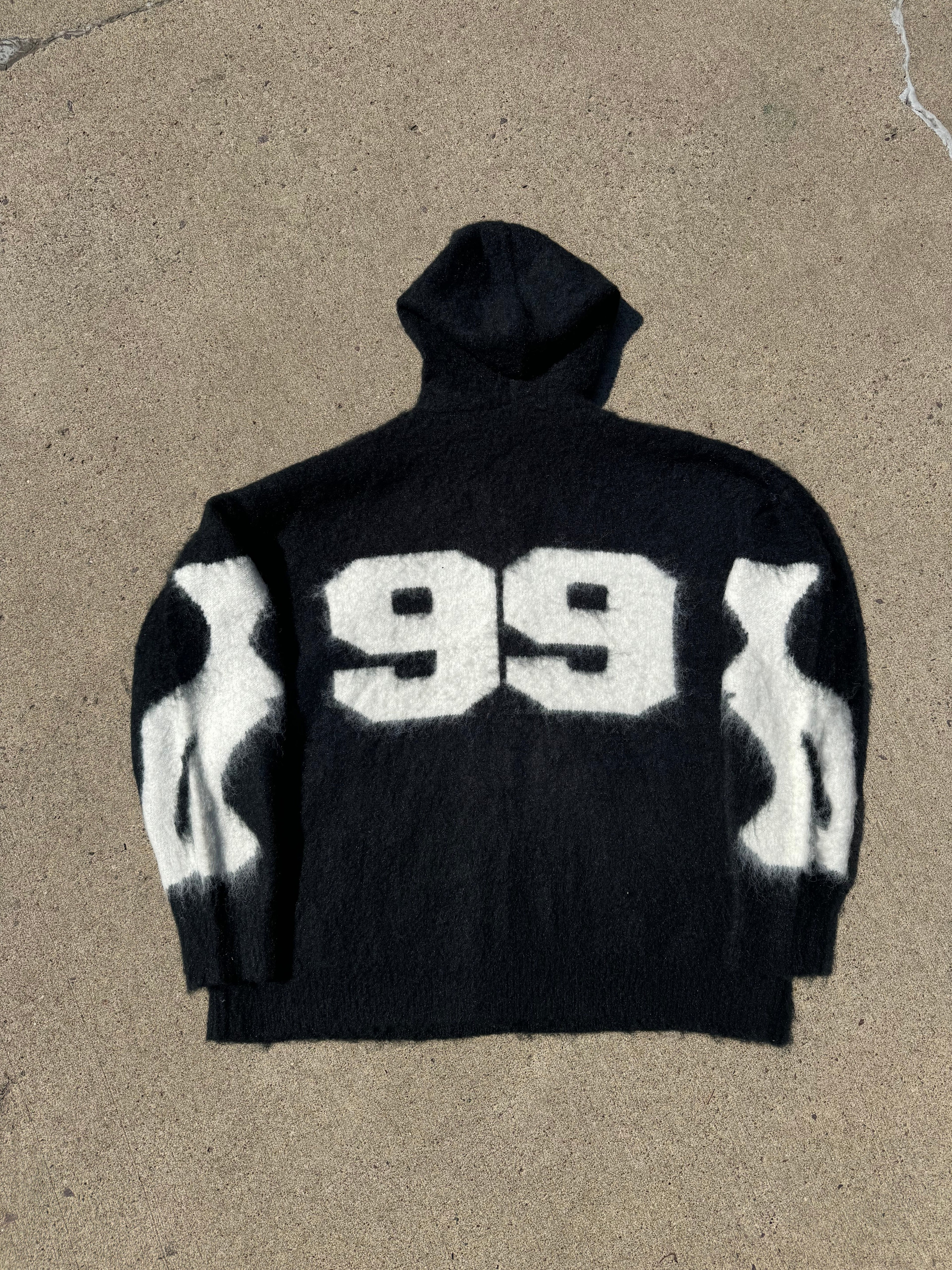 Black Skeleton Mohair Zip Up