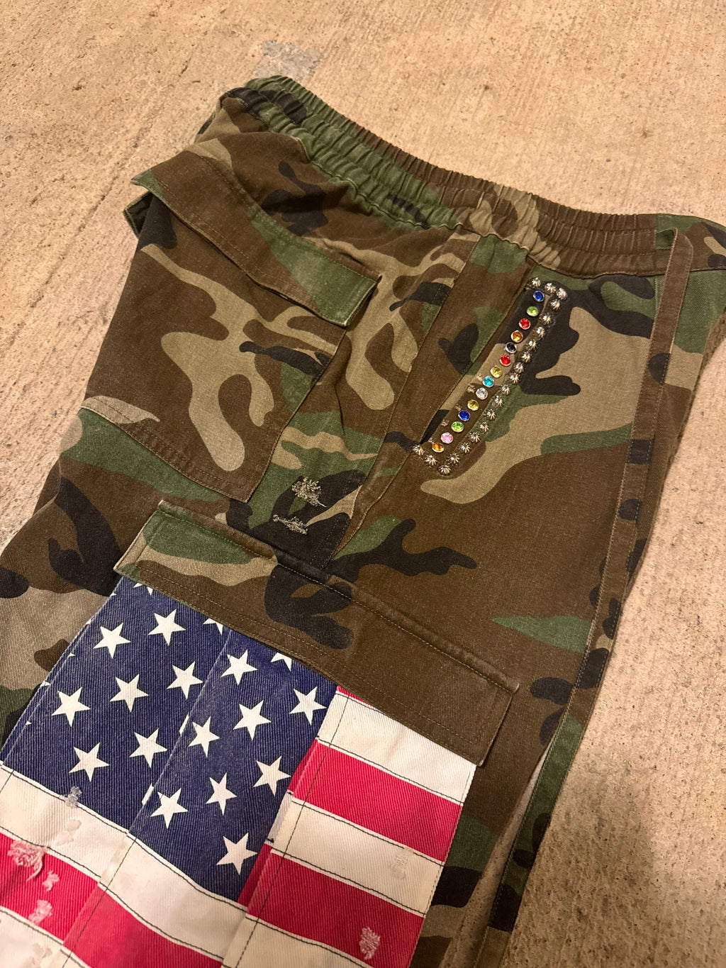 Americana Camo Pleated Rhinestone Shorts