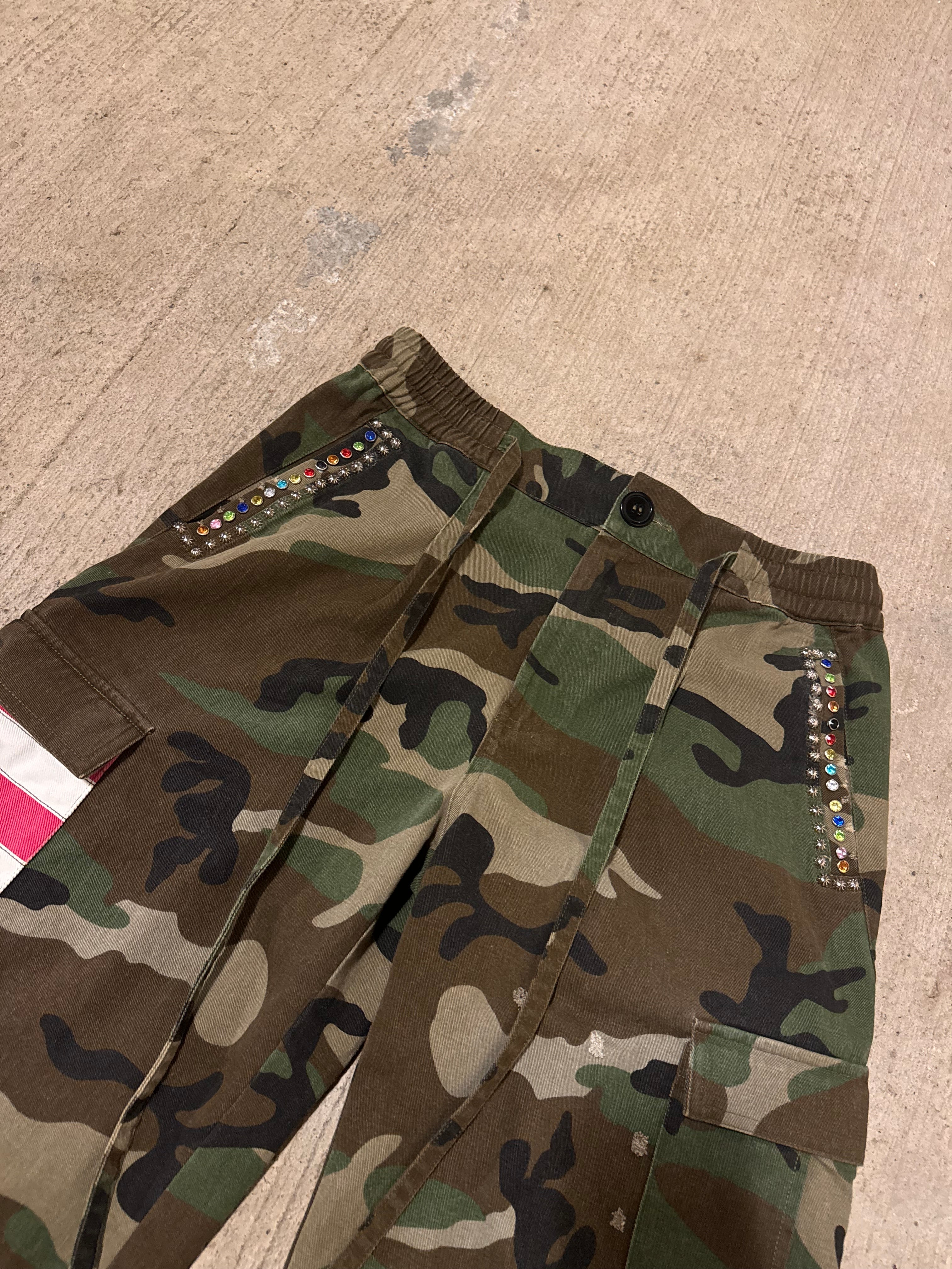 Americana Camo Pleated Rhinestone Shorts