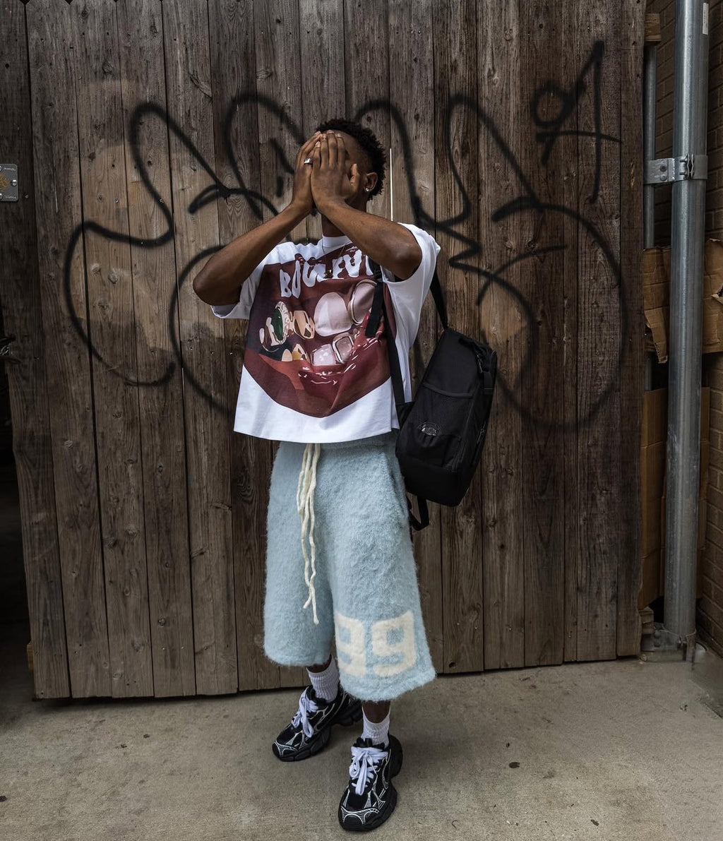 Mohair Shorts Baby Blue